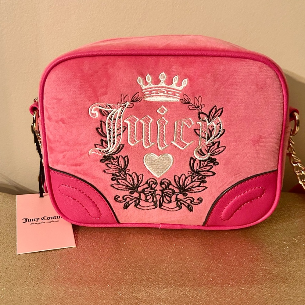 Juicy Couture Pink Embroidered Crossbody Bag